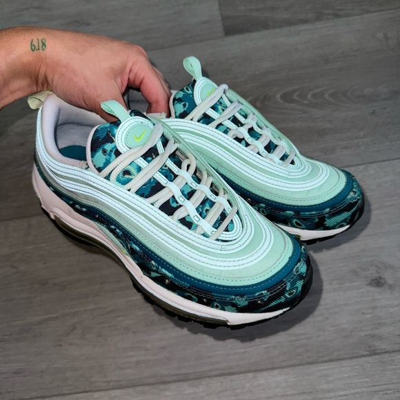 Nike Air Max 97 'Moth Camo' Women's Sneaker - Mint Foam/Volt-Barley - Size 7 - Picture 3 of 8